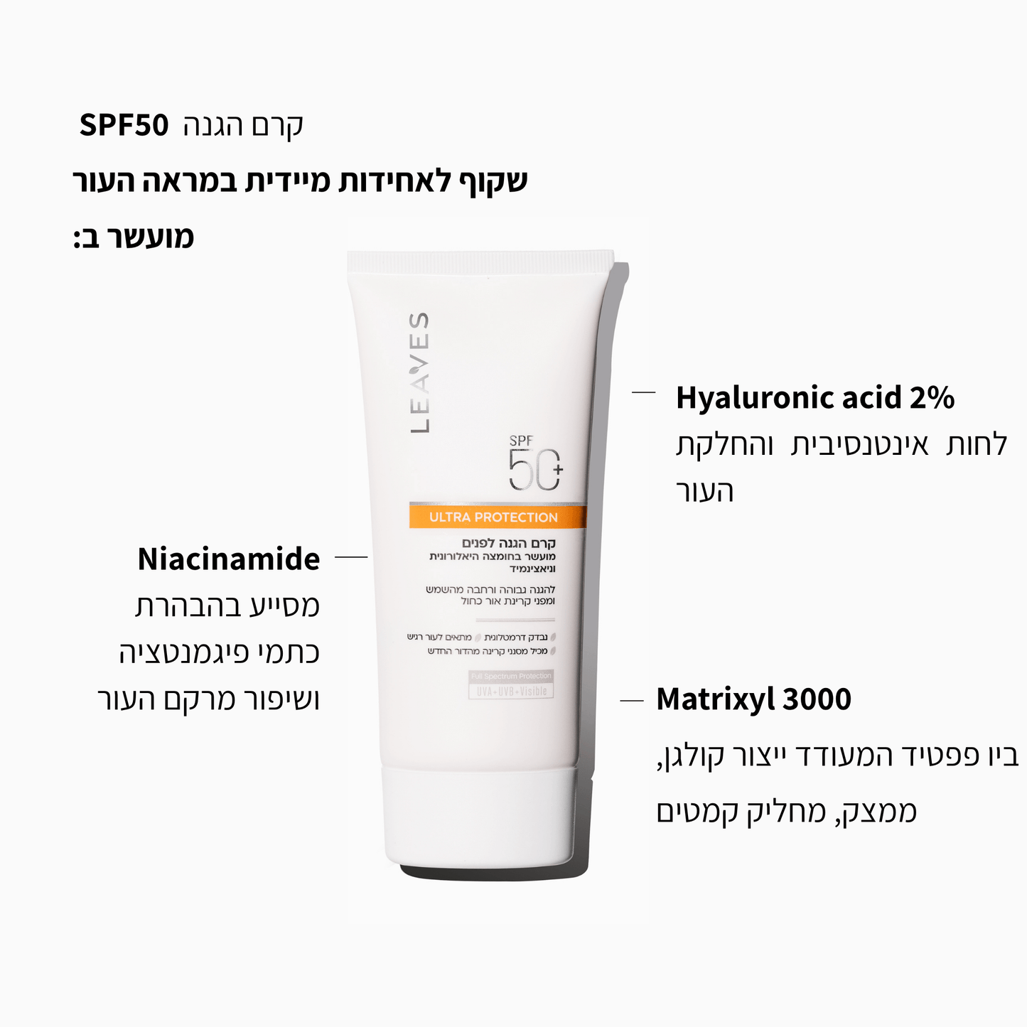 קרם הגנה לפנים Protection Ultra +SPF50 - LEAVES