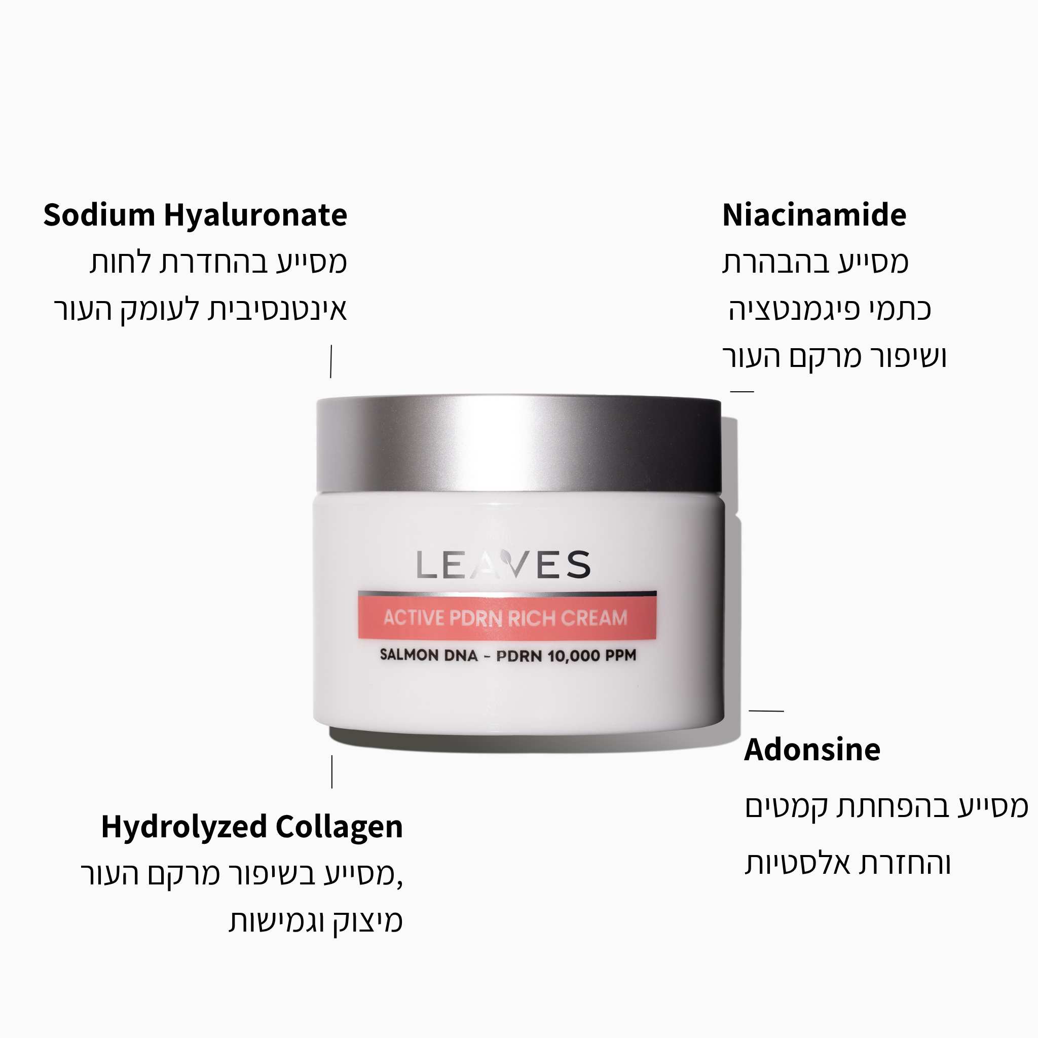 קרם לחות PDRN פעיל במרקם עשיר 10,000 PPM