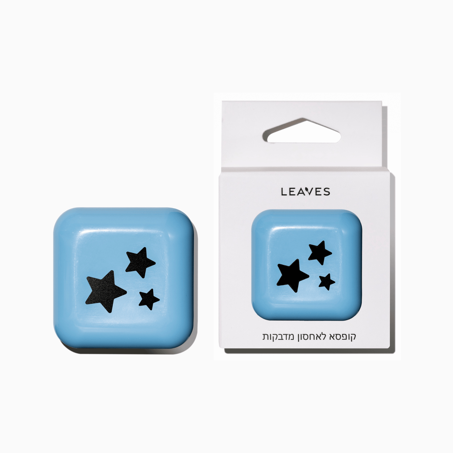 קופסא למדבקות פצעונים - תכלת - LEAVES
