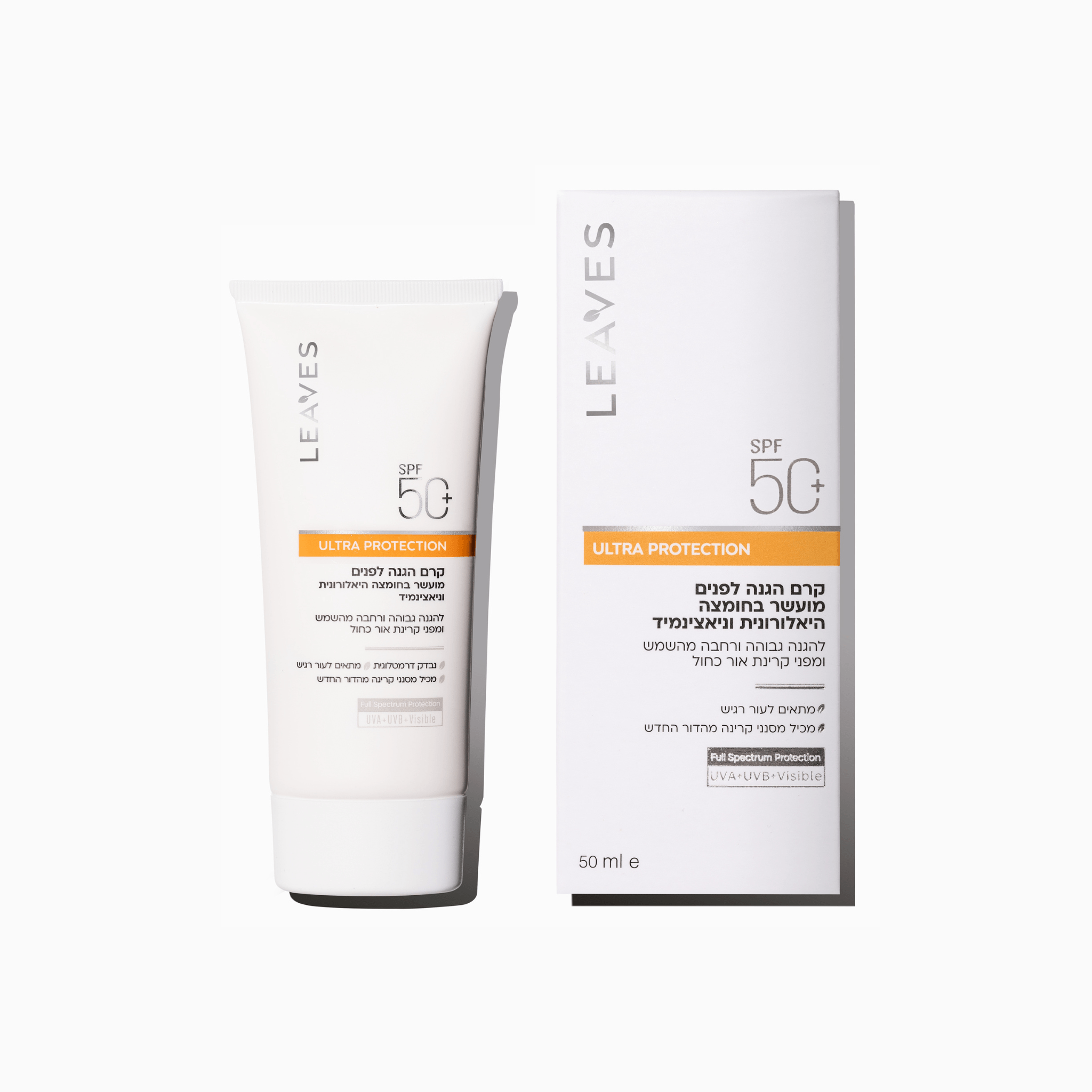 קרם הגנה לפנים Protection Ultra +SPF50 - LEAVES
