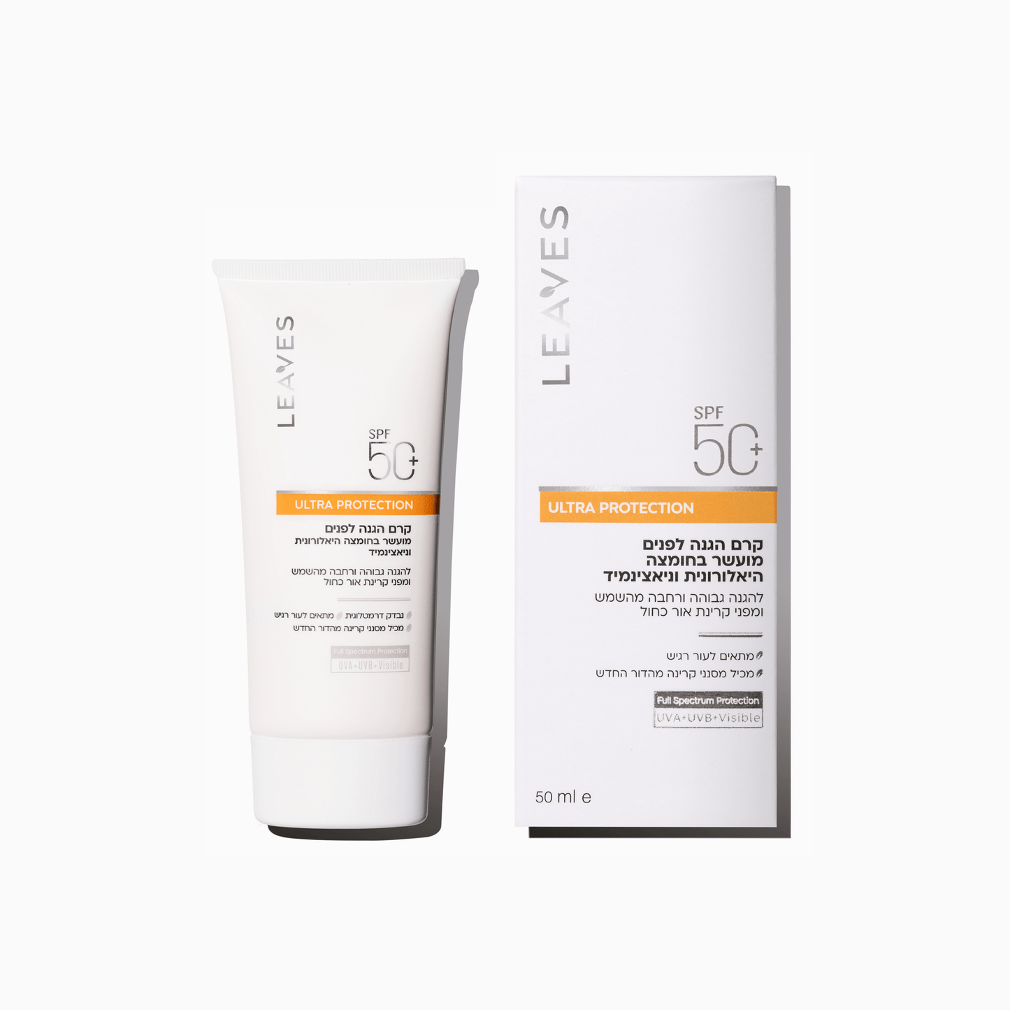 קרם הגנה לפנים Protection Ultra +SPF50 - LEAVES