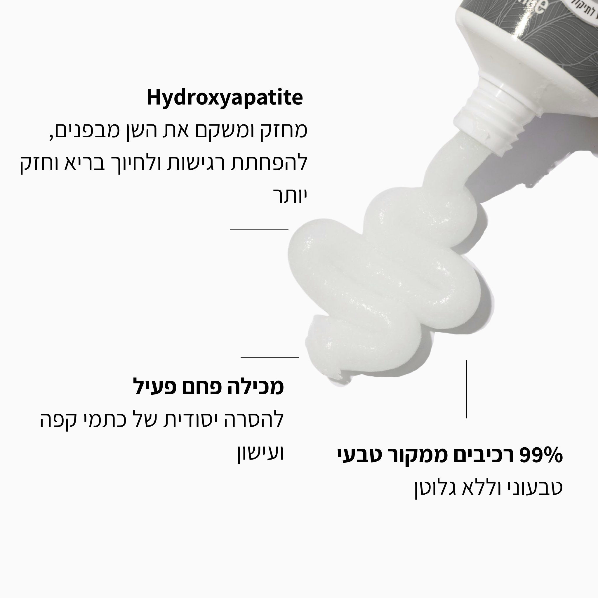 משחת שיניים עם פחם פעיל להלבנה - LEAVES
